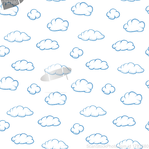 Image of Clouds on white background - seamless texture