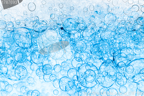 Image of Background of Blue Bubbles Foam