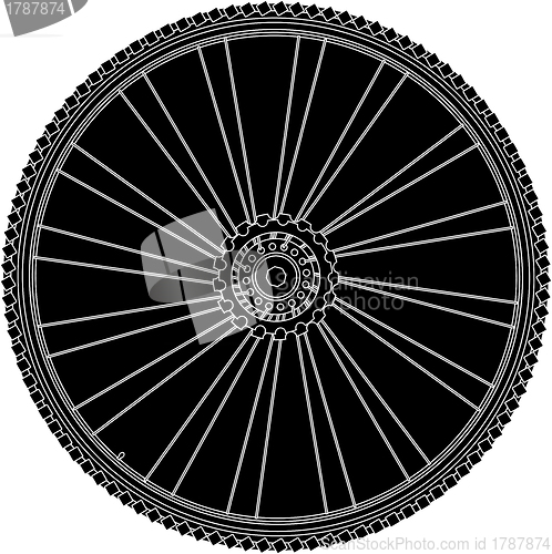 Image of abstract bike wheel with tire and spokes