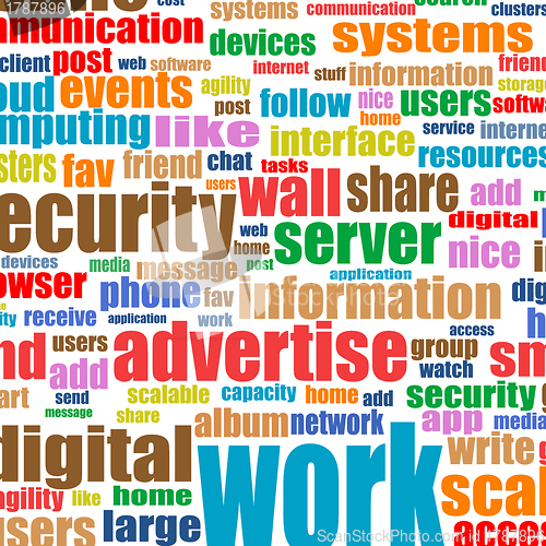 Image of Social media concept in tag cloud background