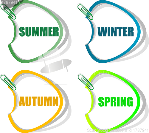 Image of Set of stickers for seasonal collection - spring, summer, autumn