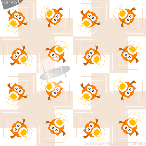 Image of Seamless orange owl illustration pattern for kids