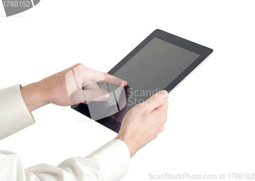 Image of hands with tablet computer