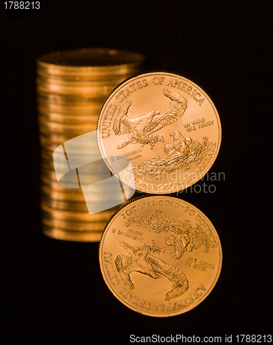 Image of Reflection of one ounce gold coin black