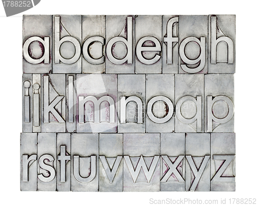 Image of English alphabet in metal type