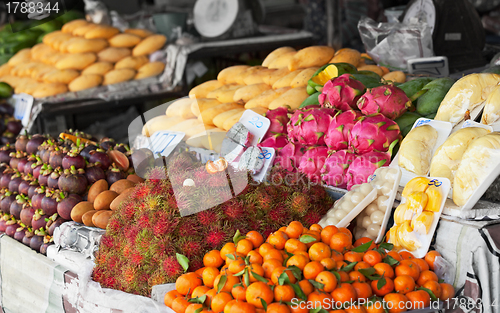 Image of Fruit on the shelves of Thai market