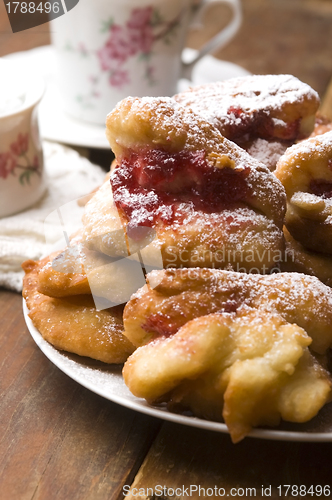 Image of Sweet doughnuts with rose marmelade