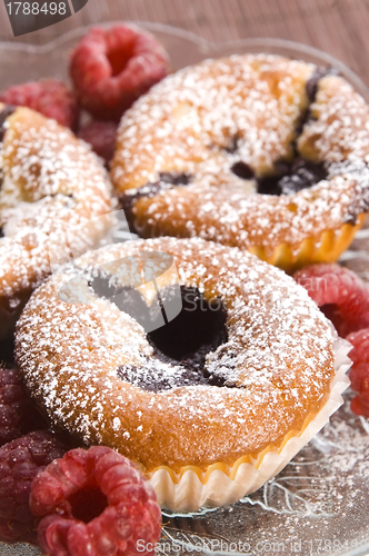 Image of Raspberry cookies with fresh fruits