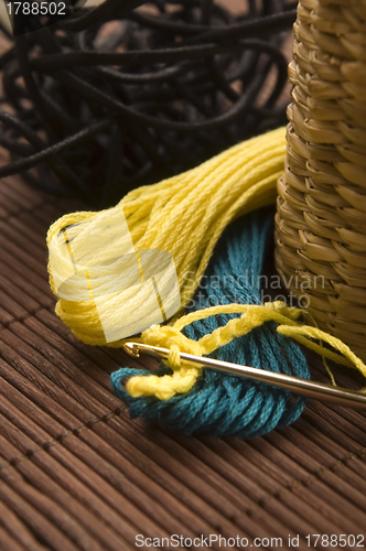 Image of Crochet hook and wool