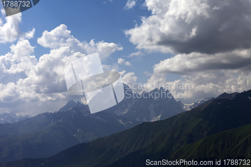 Image of Summer mountains in clouds