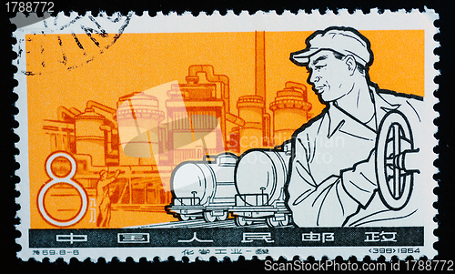 Image of CHINA - CIRCA 1964: A Stamp printed in China shows image of chem