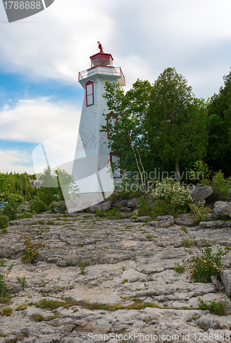 Image of Big Tube Lighthouse in Tobermory In Bruce Peninsula, Ontario, Ca