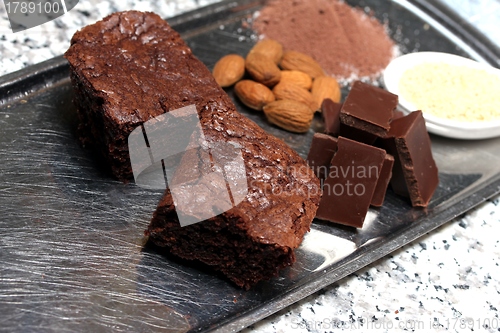 Image of some brownies with their ingredients