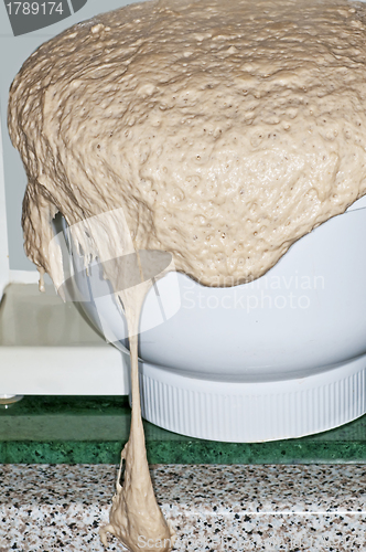 Image of yeast dough running over