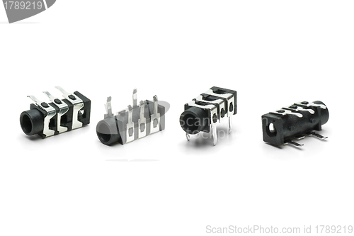 Image of Four female connectors for 3.5mm jacks