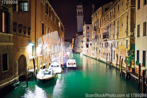 Image of Venetian canal at night