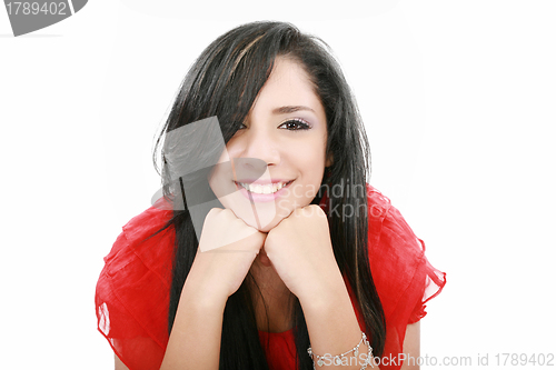 Image of Closeup portrait of an adorable happy woman