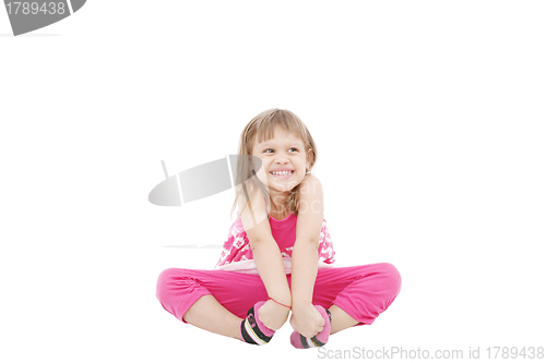 Image of Nice portrait of beautiful girl on white background 