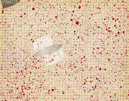 Image of Checkered paper with red blots