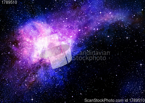 Image of starry deep outer space nebual and galaxy