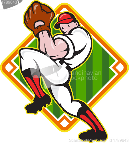 Image of Baseball Pitcher Player Pitching Diamond