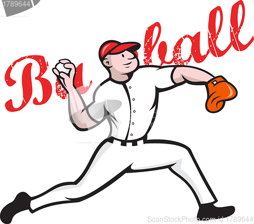 Image of Baseball Pitcher Player Cartoon