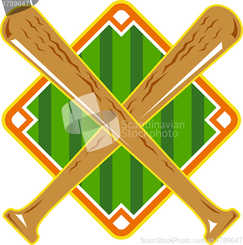 Image of Baseball Diamond Crossed Bat Retro