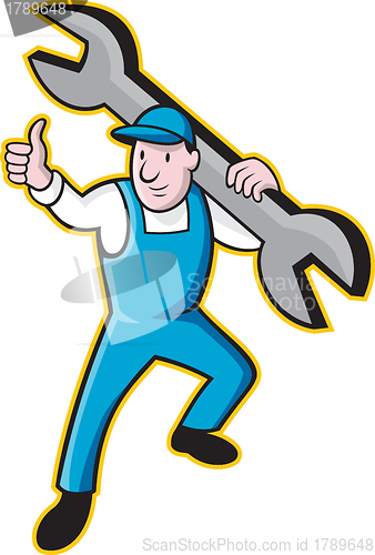Image of Mechanic With Spanner Thumbs Up