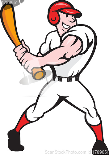 Image of Baseball Player Batting Cartoon