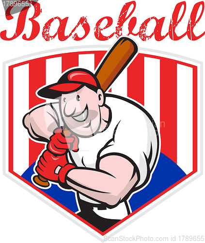 Image of Baseball Player Batting Diamond Cartoon