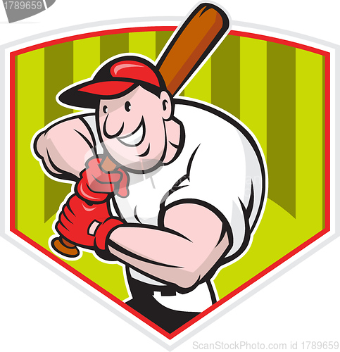 Image of Baseball Player Batting Diamond Cartoon