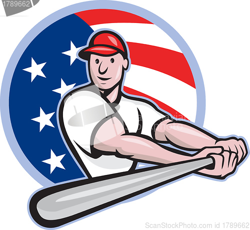 Image of American Baseball Player Batting Cartoon