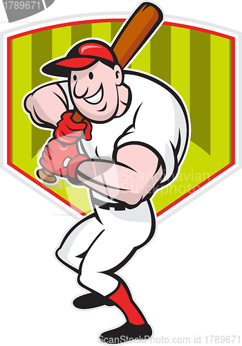 Image of Baseball Player Batting Diamond Cartoon