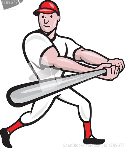 Image of Baseball Player Batting Cartoon