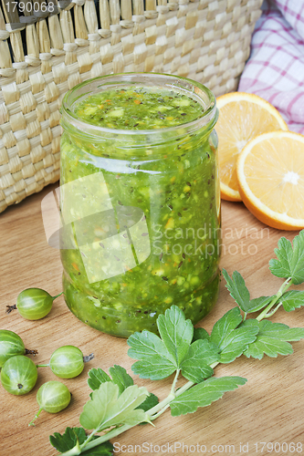 Image of Homemade jam gooseberry, with oranges