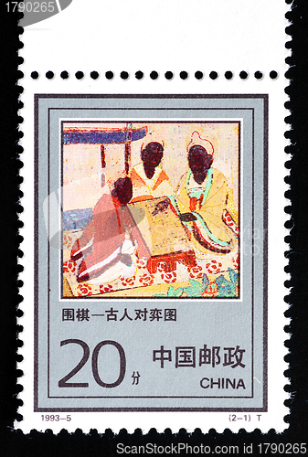 Image of CHINA - CIRCA 1993: A Stamp printed in China shows the ancient game of Weiqi or Go, circa 1993