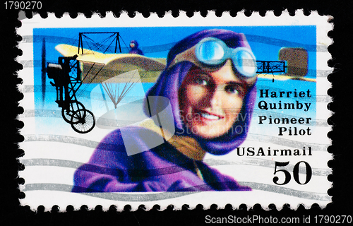 Image of USA - CIRCA 1993 : stamp printed in USA showing Harriet Quimbly American pioneer pilot, circa 1993 