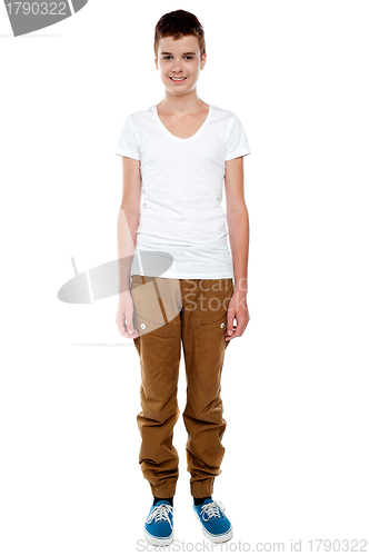 Image of Full length shot of trendy young caucasian boy