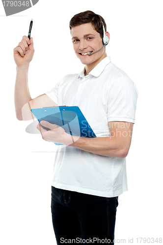 Image of Male customer support executive assisting