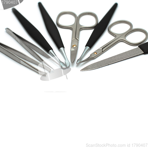 Image of Manicure tools isolated on white - beauty salon equipment