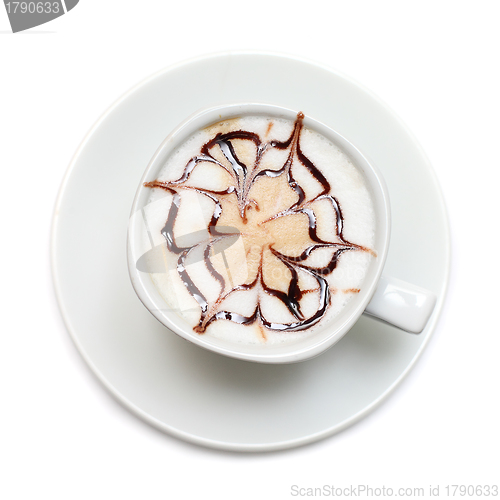 Image of Coffee with pattern isolated on white - top view