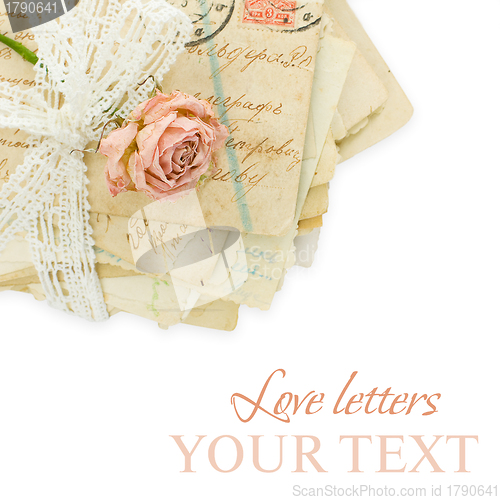 Image of Love concept - background with rose and greeting card