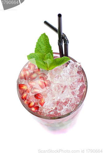 Image of Mojito cocktail with mint and pomegranate isolated - summer vers