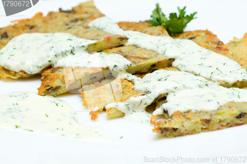 Image of Potato Latkes for Hanukkah closeup