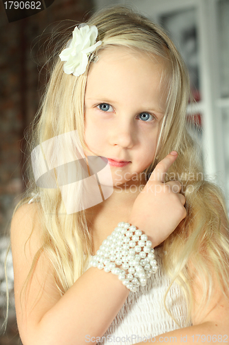 Image of Child with blond hair - beautiful young girl close-up