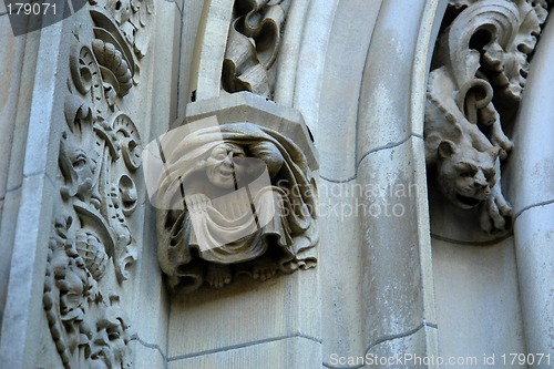 Image of Detail of elaborate arch on mansion