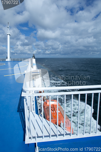 Image of Ship, sea, sky and rainbow - landscape