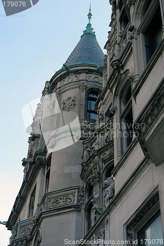 Image of Detail of elaborate castle like mansion