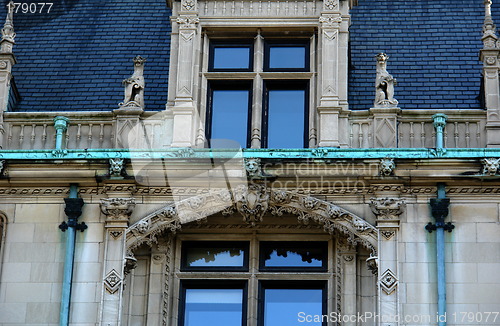 Image of Detail of elaborate mansion roof top