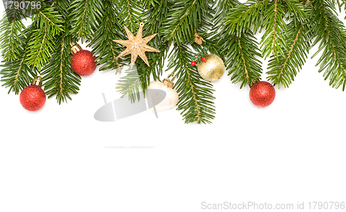 Image of Christmas tree with decoration isolated